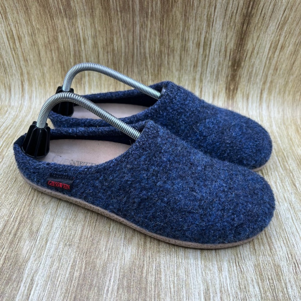Giesswein Veitsch Wool Slippers Men's Size 10 EU 43 Navy Blue Slip On Mules